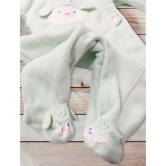 Honey Pot Baby Fleece Long Sleeves Mint Green Full Bodysuit 3 Mos - Picture 4 of 6